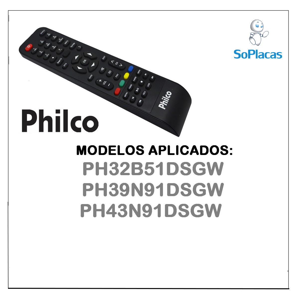 Controle Remoto Philco Smart 3d Ph32b51dsgw Ph39n91dsgw Ph43n91dsgw Original 6880